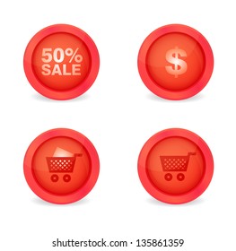 Set of glossy shopping icons. Vector icons