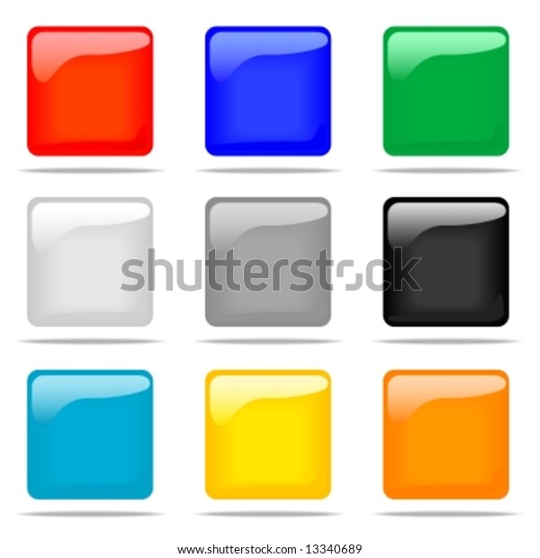 Set Glossy Square Buttons Nine Different Stock Vector (Royalty Free ...