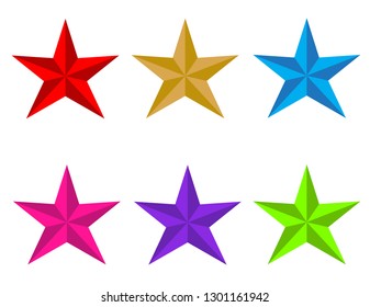 set glossy star icon on white background.