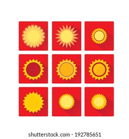 Set of glossy sun icons. Vector illustration. vector sunflower abstract icon