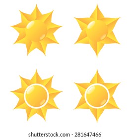 Set of glossy sun icons. Vector illustration