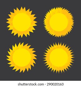 Set of glossy sun icons. Vector illustration