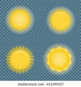 Set of glossy sun icons vector