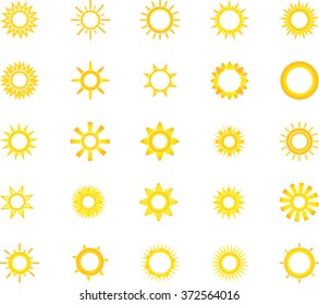 Set of glossy sun images