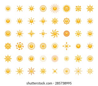 Set of glossy sun images for your design