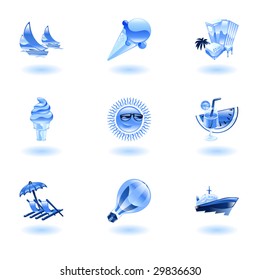 A set of glossy sunny summer icons