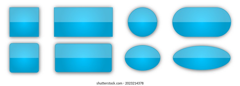 Conjunto de botones de vector brillante. Botones de gloso vectorial azul aislados.