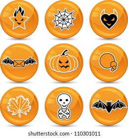 Set of glossy vector Halloween icons for your design.