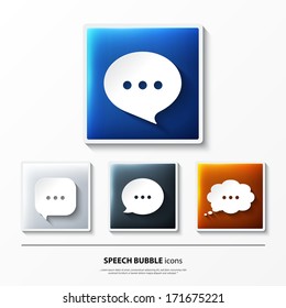 Set of glossy vector icons on button with speech bubbles.