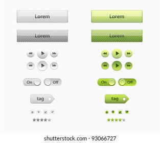 Set of glossy vector web elements in two colors green and gray