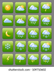 Set of glossy weather icons useful for web design purposes