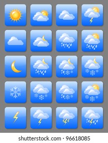 Set of glossy weather icons useful for web design purposes
