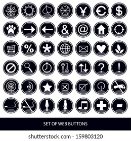 set of glossy web buttons with symbols