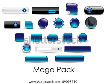 Set of glossy web buttons-Vector