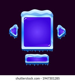 set of glossy winter ice jelly game ui board pop up for gui asset elements vector illustration