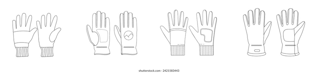 Set of glove and equipment vector icon