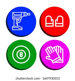 Set of glove icons. Such as Driller, Gloves, Billiard , glove icons