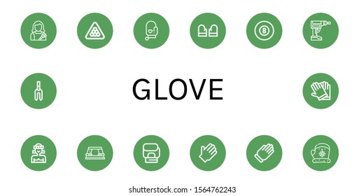 Set Of Glove Icons. Such As Housekeeper, Billiard, Oven Mitt, Gloves, Driller, Muay Thai, Paper Punch, Boxing Gloves, Rubber Gloves, Glove, Weeder , Glove Icons