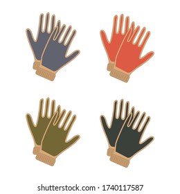 A set of gloves for the garden of different colors