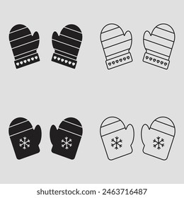 Set Handschuhe Logo Line Art Simple Minimalist Vektorillustration Vorlage Icon Grafikdesign