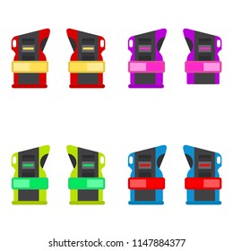 Set Gloves, protective for beginners, roller skating or skateboarding. Vector illustration. EPS 10. Boarding protective gear.