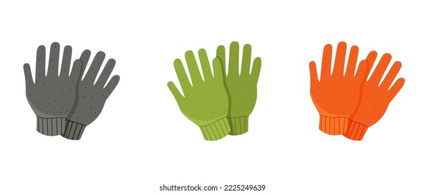 A set of gloves. Vector stock illustration. Warm clothes. Mittens. White background. Isolated