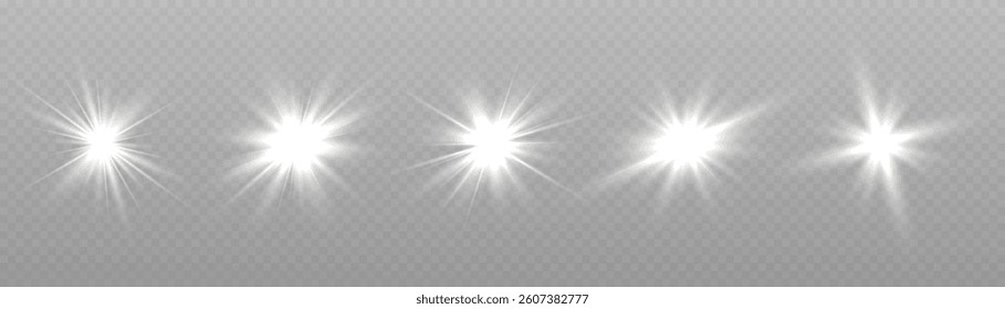 Set of Glow light effect, explosion, glitter, bokeh, dust, line, lens flare, sun flash, spark, star. Glowing light bursts set with sparkles. Abstract image lighting flare, stars. Vector illustration.