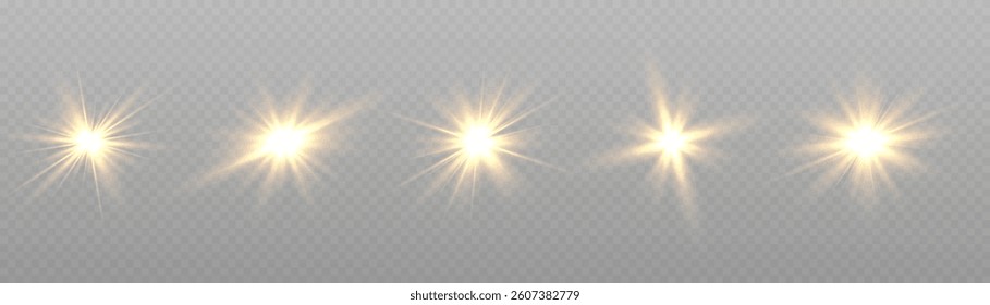 Set of Glow light effect, explosion, glitter, bokeh, dust, line, lens flare, sun flash, spark, star. Glowing light bursts set with sparkles. Abstract image lighting flare, stars. Vector illustration.