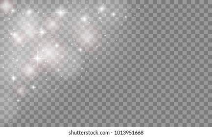 Set Glow light effect isolated on transparent background. Sun flash or Star burst with sparkles. Vector illustration.