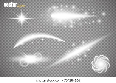 Set of glow light effect stars bursts with sparkles isolated on transparent background. For illustration template art design, banner for Christmas celebrate, magic flash energy ray