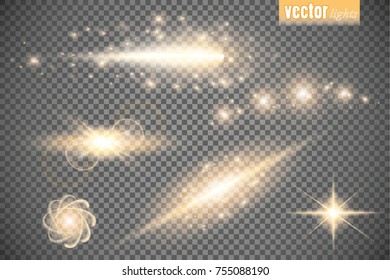 Set of glow light effect stars bursts with sparkles isolated on transparent background. For illustration template art design, banner for Christmas celebrate, magic flash energy ray