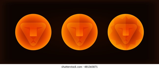 Set of Glow Logos.Lion Head Logo (Icon) - Illustration.This is vector illustration ideal for a mascot and T-shirt graphic.