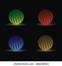 Set of glowing balls. Icons