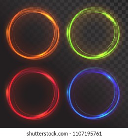 Set of glowing circles. Round frames