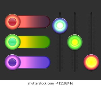 Set of glowing colorful sliders. Vector element for web sites, banners and your design 