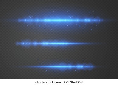 Conjunto de luces y líneas de energía brillantes. Sobre un fondo transparente.