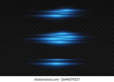 Conjunto de linhas de luz brilhantes. Em um fundo transparente.