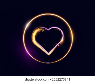 Set of glowing heart shapes with sparkles and light effects on dark transparent background. Designs include fiery, golden, and neon elements suitable for romantic or festive themes.