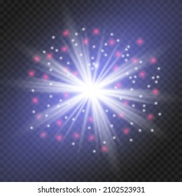 Conjunto de efectos luminosos transparentes dorados y brillantes, bengalas de lente, ráfaga, brillo, línea, bengalas, chispas y estrellas
