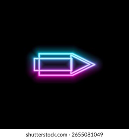 Um conjunto de setas coloridas de néon de LED brilhantes em um fundo de parede de tijolos.