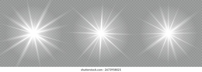 set of glowing light bursts with sparkles, lens flares, explosions, and glitter effects. Light sunny gold. Beam from a spotlight and a star with bokeh and dust. lighting flare and white stars. Vector.