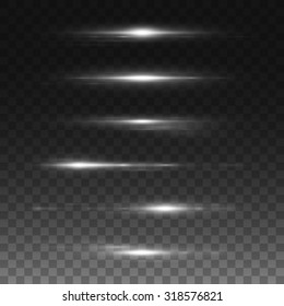Set of glowing light effect. Isolated on black transparent background. Vector illustration, eps 10.