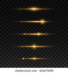 Set of glowing light effect. Isolated on black transparent background. Vector illustration, eps 10.