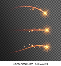 Set of glowing light effect. Isolated on black transparent background. Vector illustration