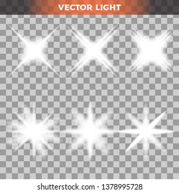 set of the glowing light effect on tranparant background. vector illustration - blur in the lighting