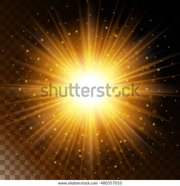 透明な背景に日差しのある暖かい黄色の光と輝きの光の効果を持つ星のセット ベクターイラストeps10 のベクター画像素材 ロイヤリティフリー