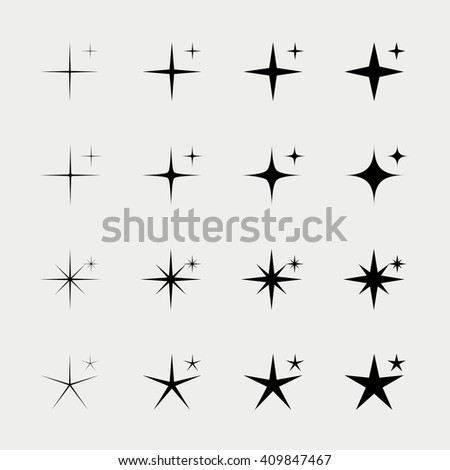Set of glowing light effect stars bursts