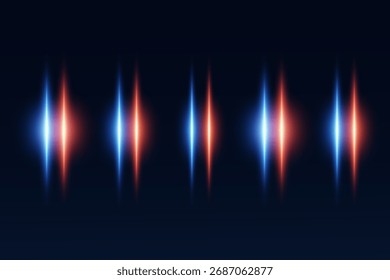 Satz von glühenden Lichteffekten, Neonlinsen und Laserfackeln.