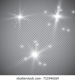Set of glowing light effects with transparency isolated on plaid vector background. Lens flares, rays, stars and sparkles with bokeh collection Set of glowing light effects with transparency isolated on plaid vector background. Lens flares, rays, stars and sparkles with bokeh collection
