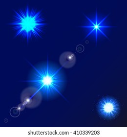 Set of glowing light, star, ray, sparkle collection.Vector stock illustration.